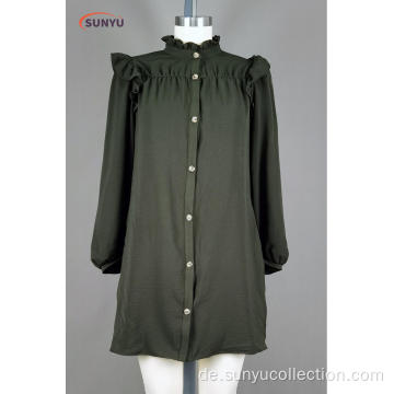 Ladies gewebtes Polyester-Langarmshirt